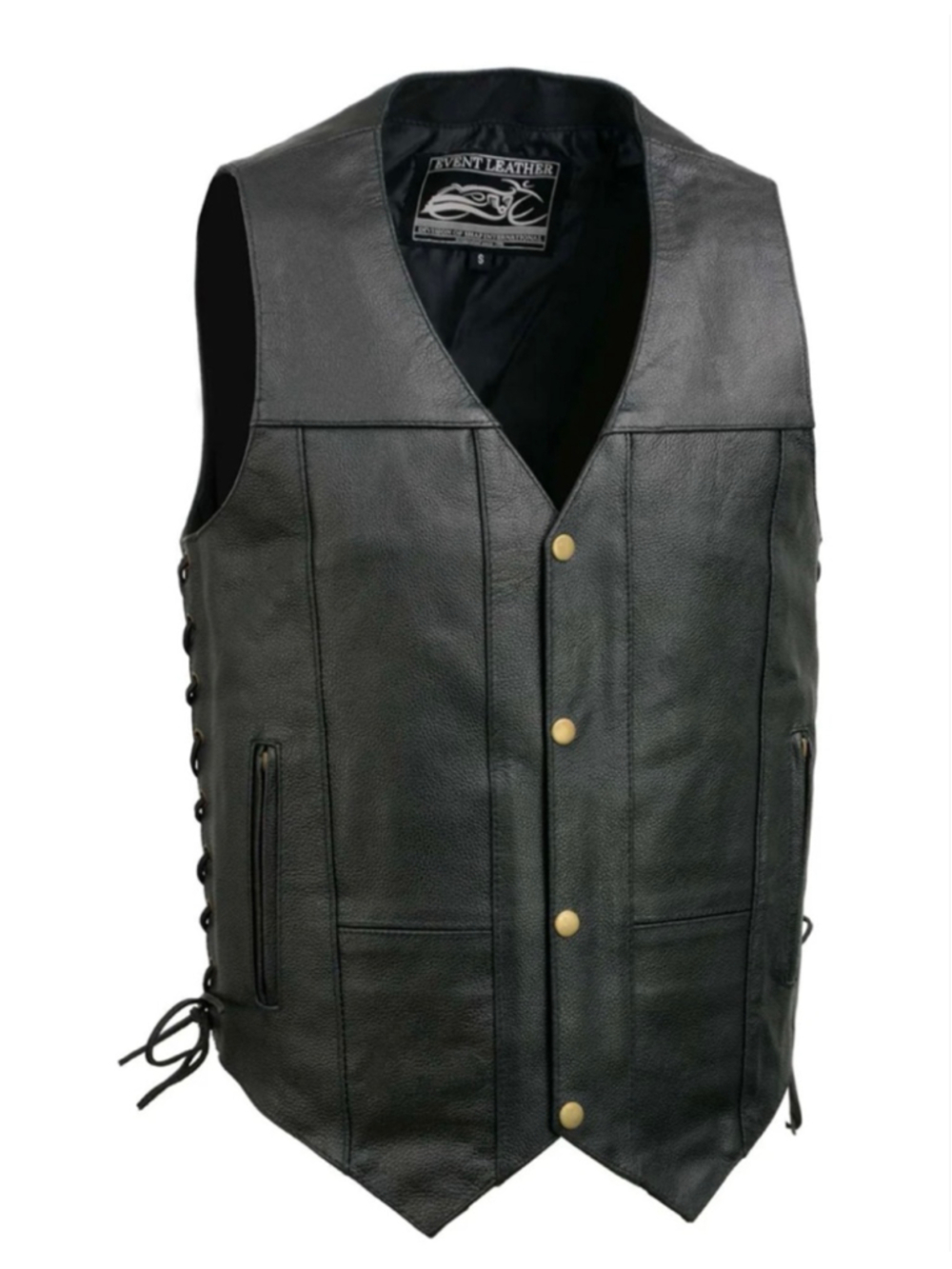 Black Leather Vest Event Leather 10 Pocket Vest Biker Rocker Motorcycle Large